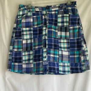 Croft & Barrow Madras Patchwork Blue and Green Women's Mini Skirt